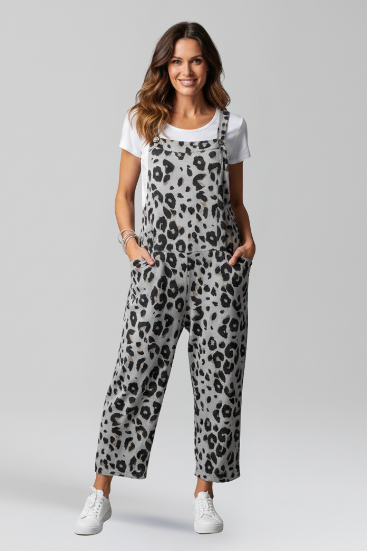 Women’s Jumpsuit with Scoop Neckline and Printed Surface