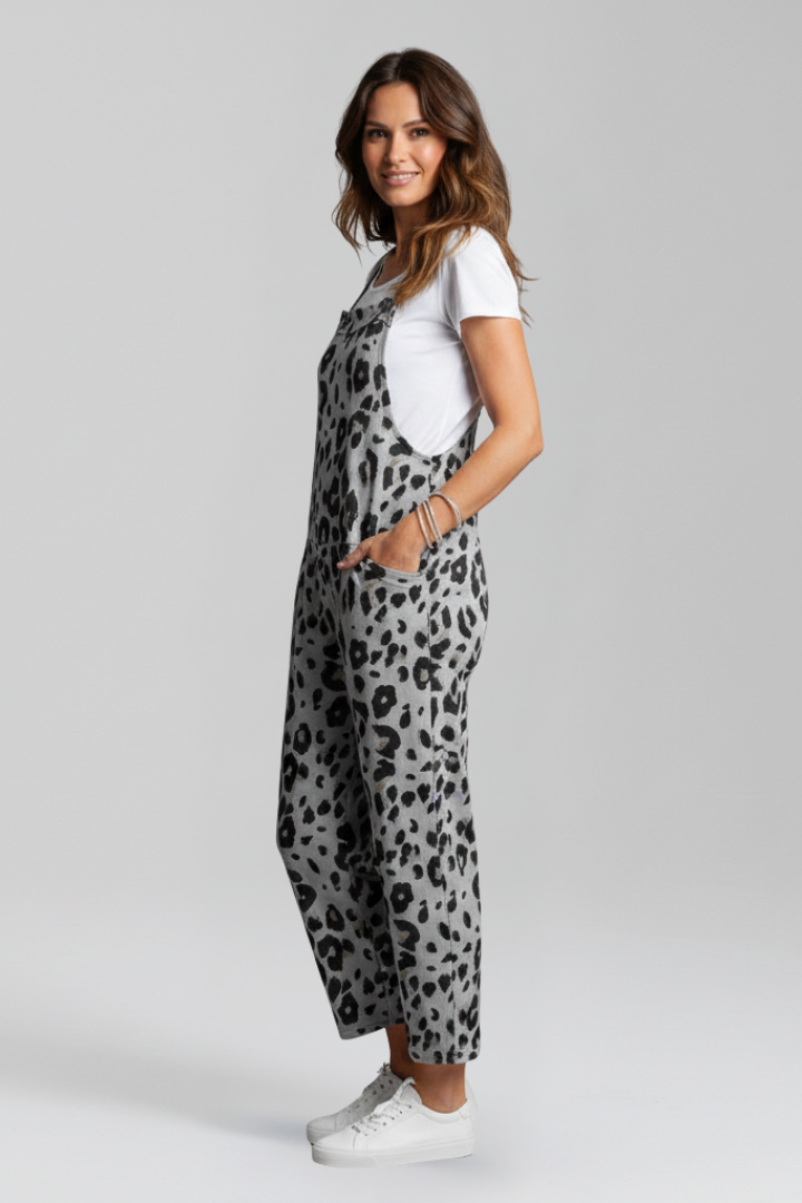 Women’s Jumpsuit with Scoop Neckline and Printed Surface