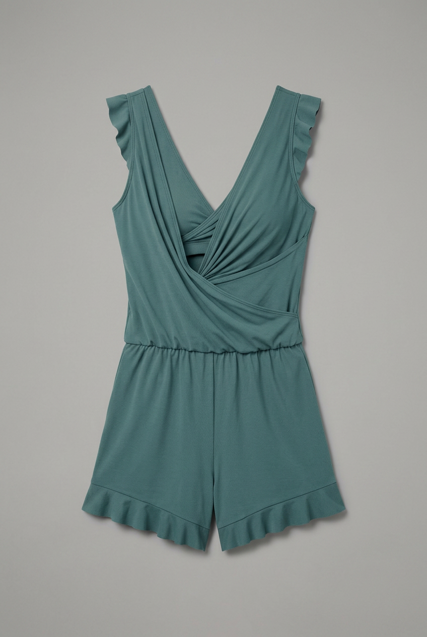 Women’s Jumpsuit with V Neckline and Floral Surface
