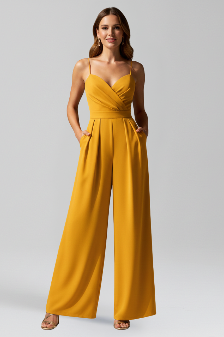 Women’s Jumpsuit with V Neckline and Wide Legs