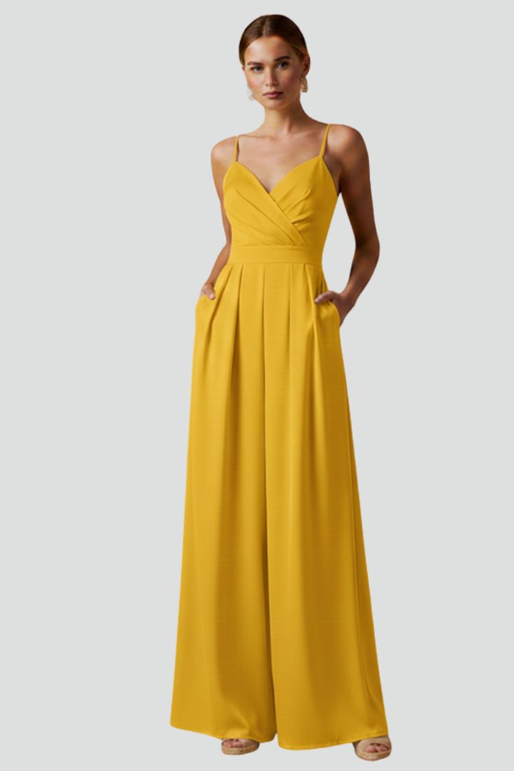 Women’s Jumpsuit with V Neckline and Wide Legs