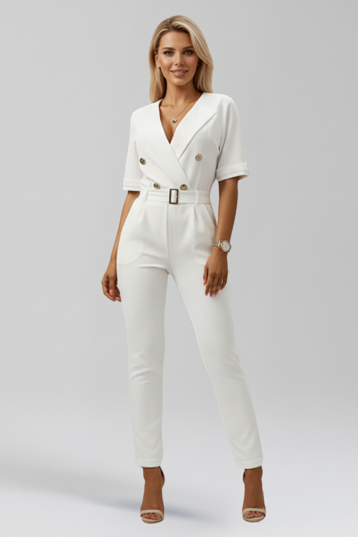 Women’s Jumpsuit with Wrap Neckline and Elasticated Waist