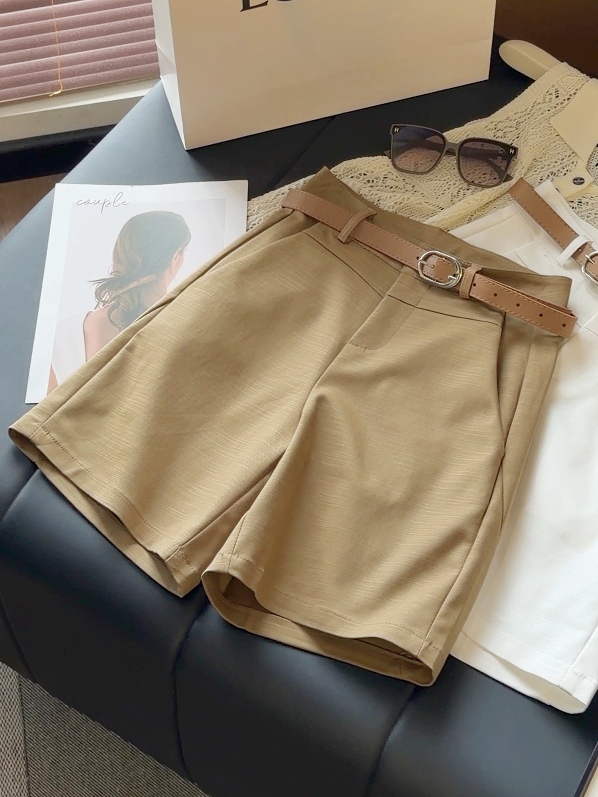 Women’s Knee Length Shorts with Belt Loops and Side Pockets