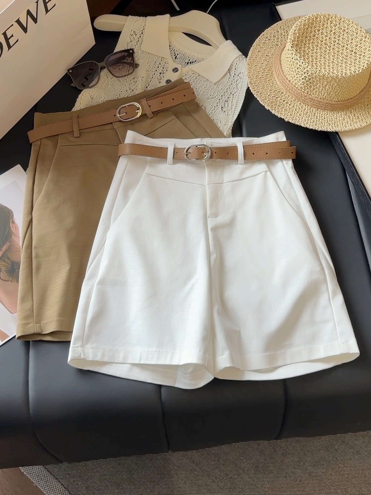 Women’s Knee Length Shorts with Belt Loops and Side Pockets