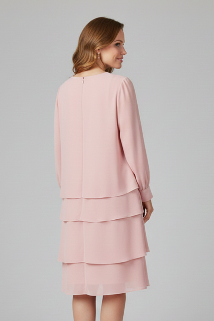 Women’s Layered Dress with Long Sleeves and Tiered Skirt