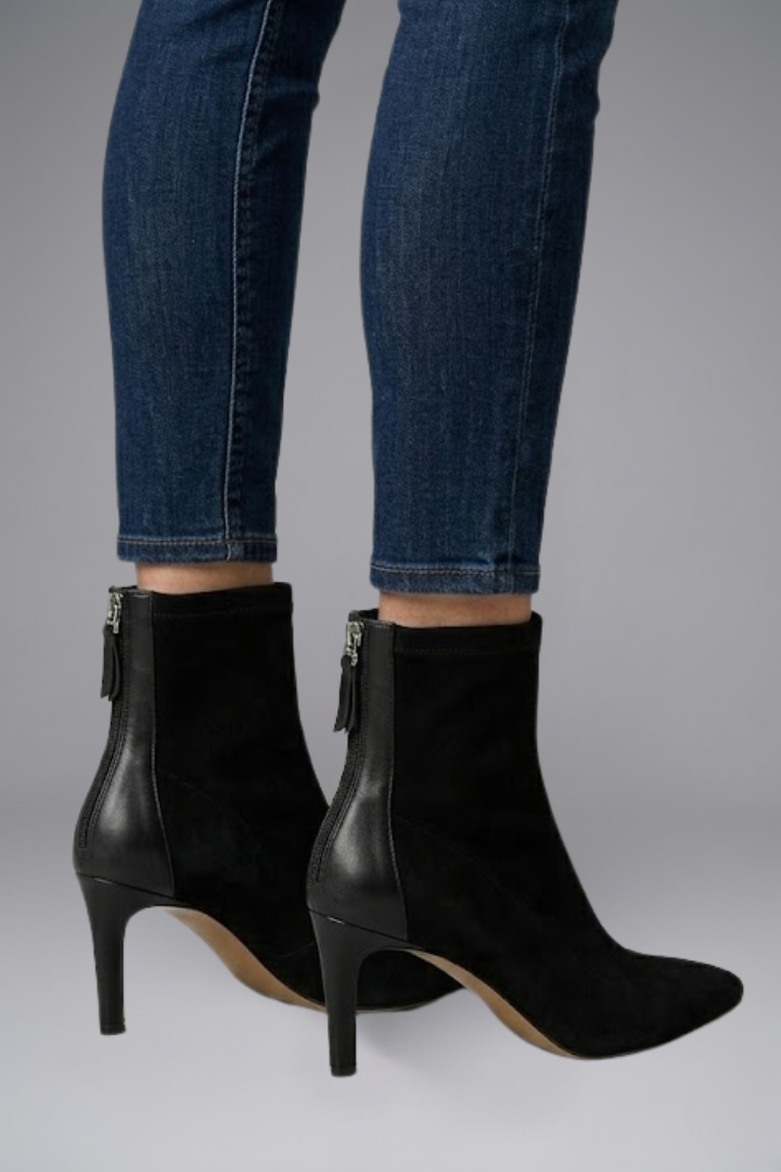 Women's Leather Ankle Boots with Zip Closure for Fall
