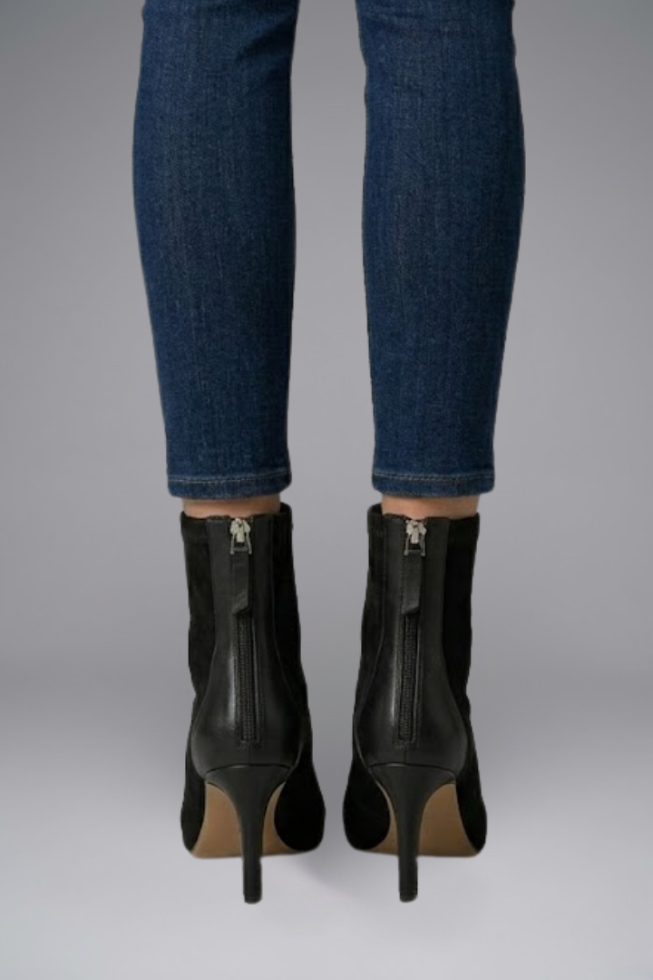 Women's Leather Ankle Boots with Zip Closure for Fall