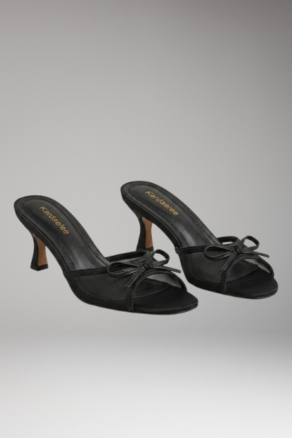 Women's Leather Heeled Shoes with Peep Toe and Stiletto Heel