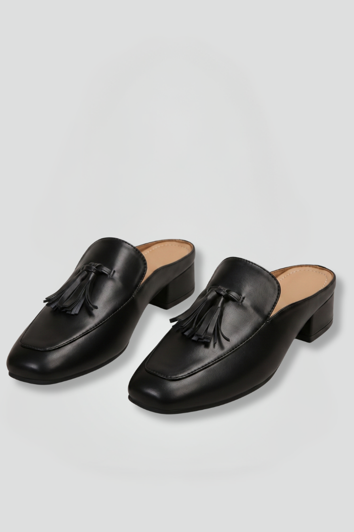 Women's Leather Mule Loafers with Slip-On Design for Everyday Wear