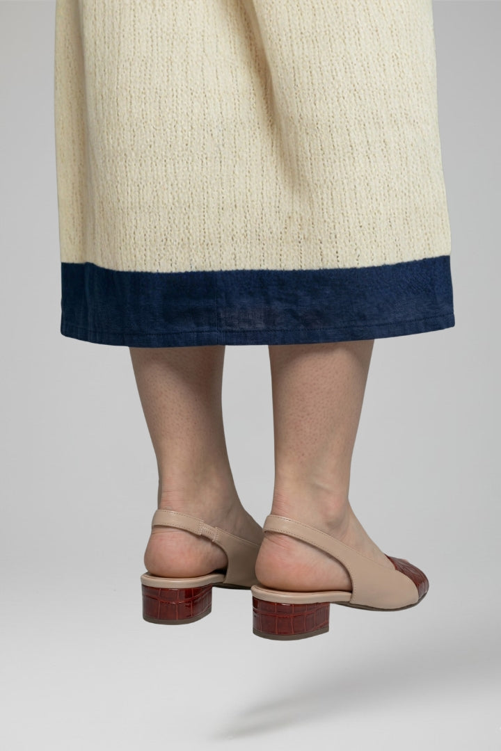 Women's Leather Sandals with Block Heel and Buckle