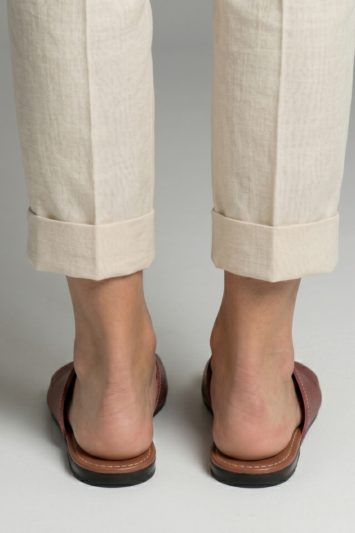 Women's Leather Sandals with Open Toe and Slip-On
