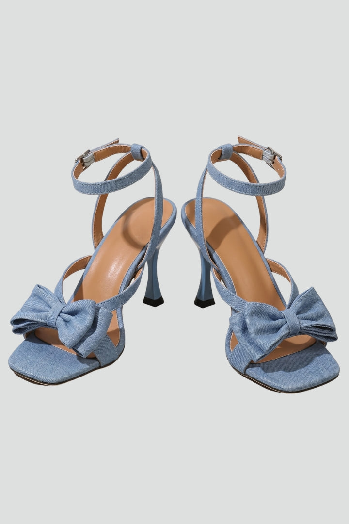 Women's Leather Sandals with Square Toe and Buckle