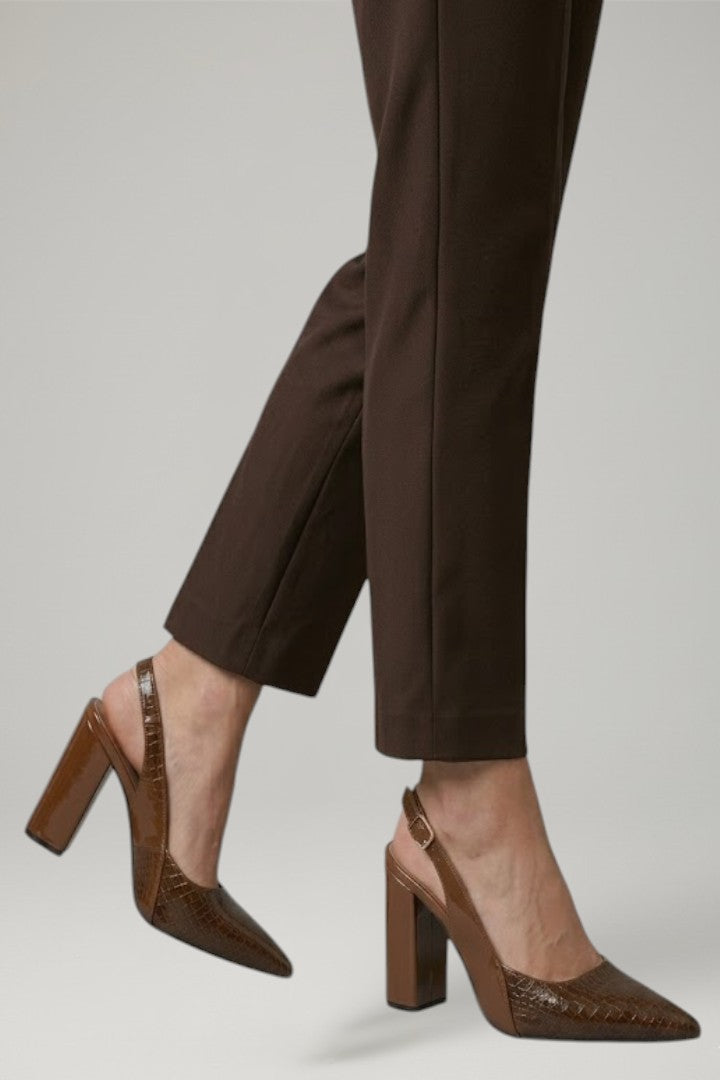 Women's Leather Shoes with Ankle Strap and Block Heel