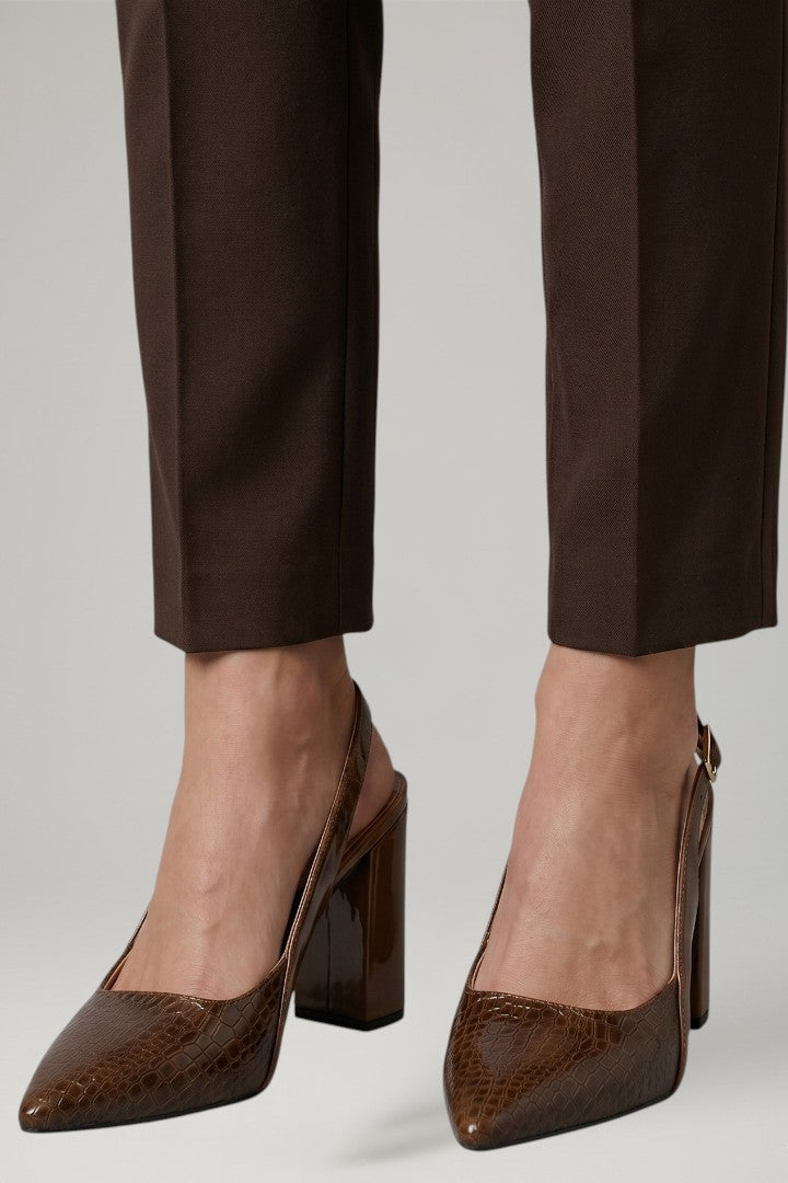 Women's Leather Shoes with Ankle Strap and Block Heel