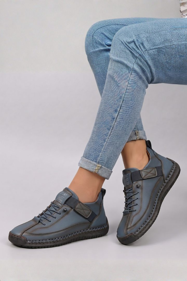 Women's Leather Trainers with Lace-Up Front for All-Day Comfort