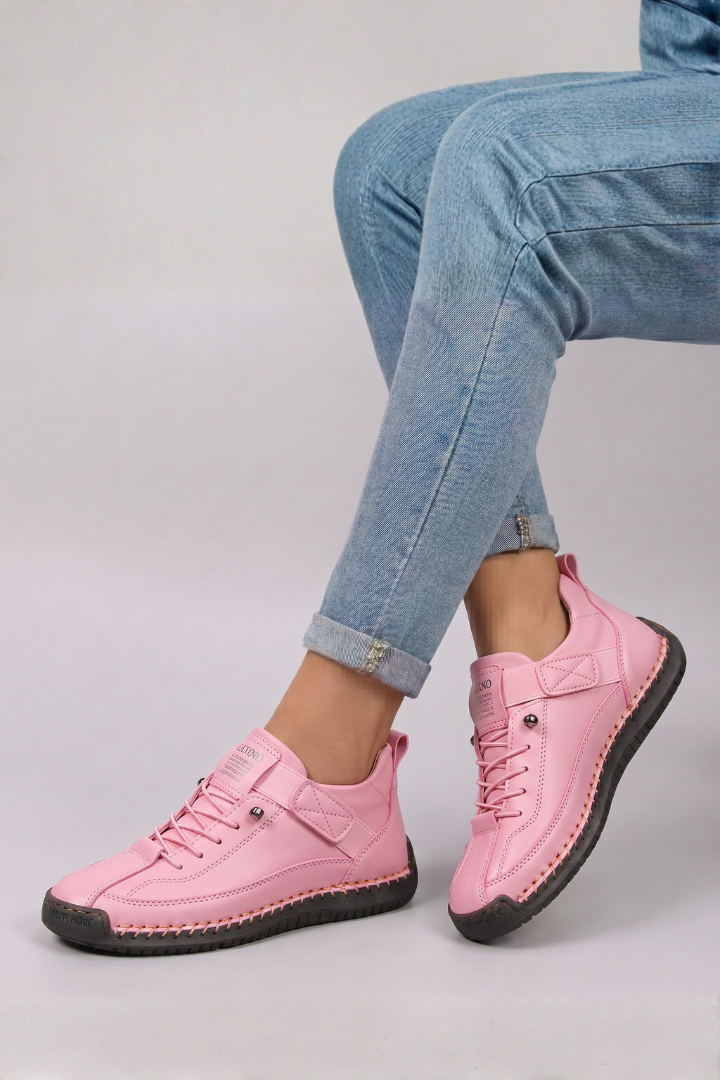 Women's Leather Trainers with Lace-Up Front for All-Day Comfort