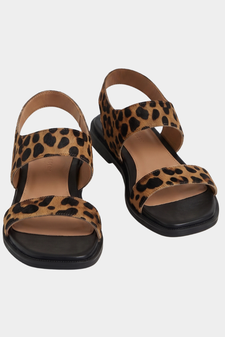 Women’s Leopard-Print Flat Sandals with Slingback Strap