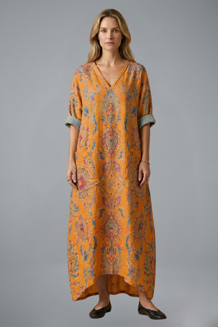 Women’s Maxi Dress with Embroidery and Side Pockets