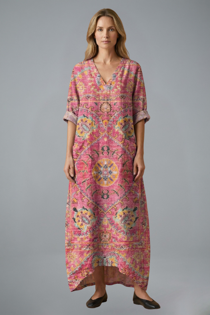 Women’s Maxi Dress with Embroidery and Side Pockets