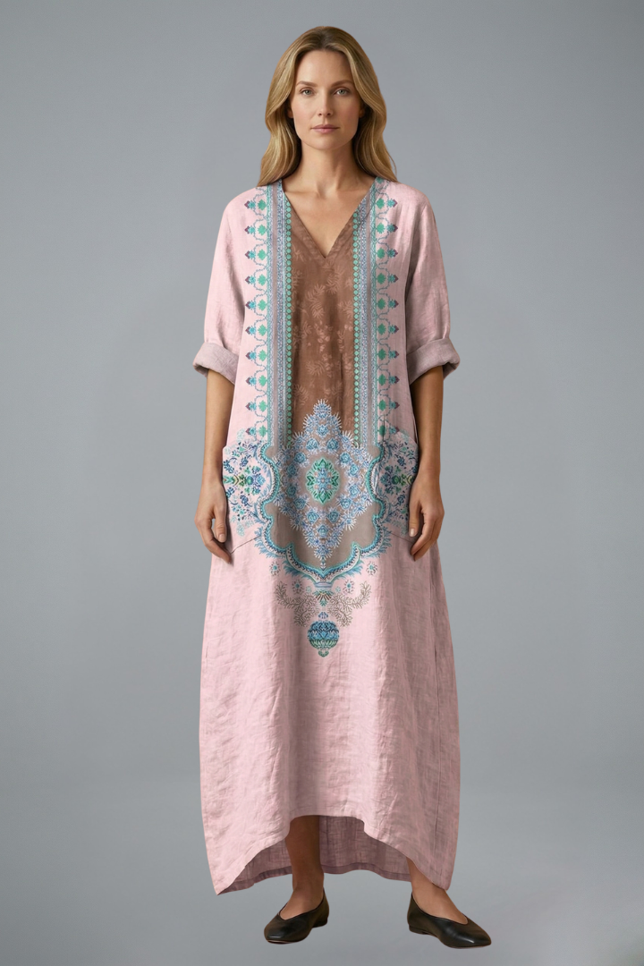 Women’s Maxi Dress with Embroidery and Side Pockets