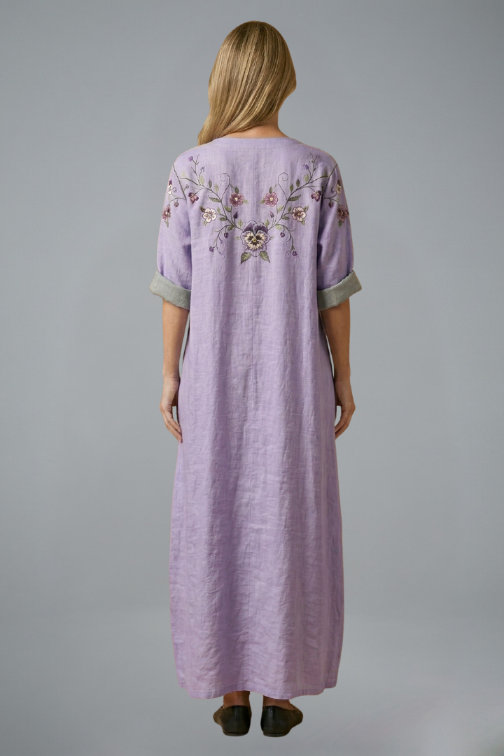Women’s Maxi Dress with Embroidery and Side Pockets