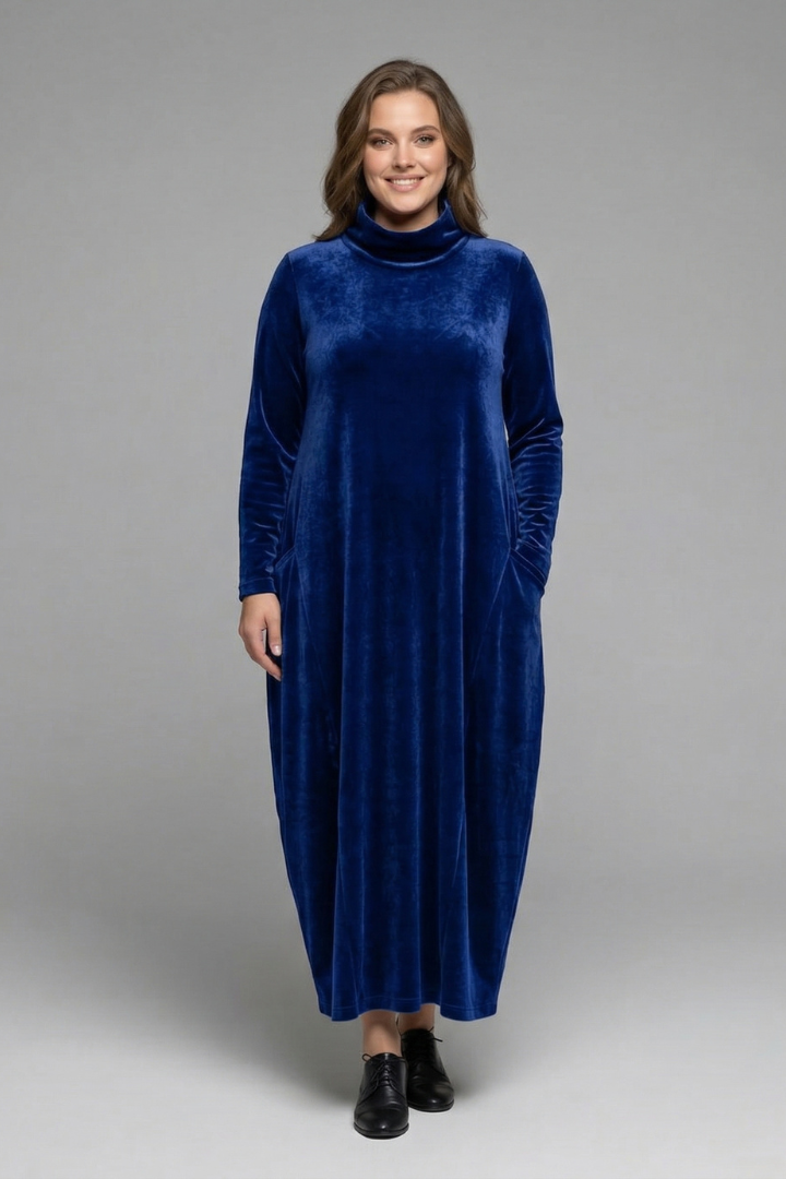 Women’s Maxi Dress with High Neck and Long Sleeves