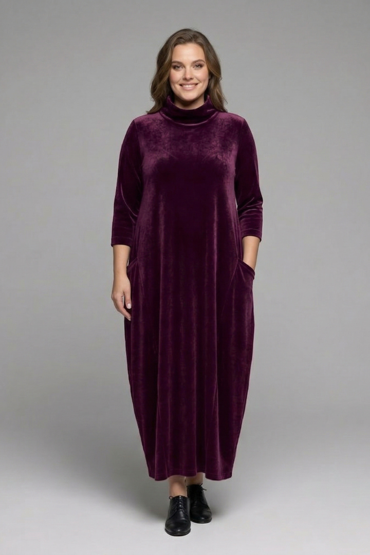 Women’s Maxi Dress with High Neck and Long Sleeves