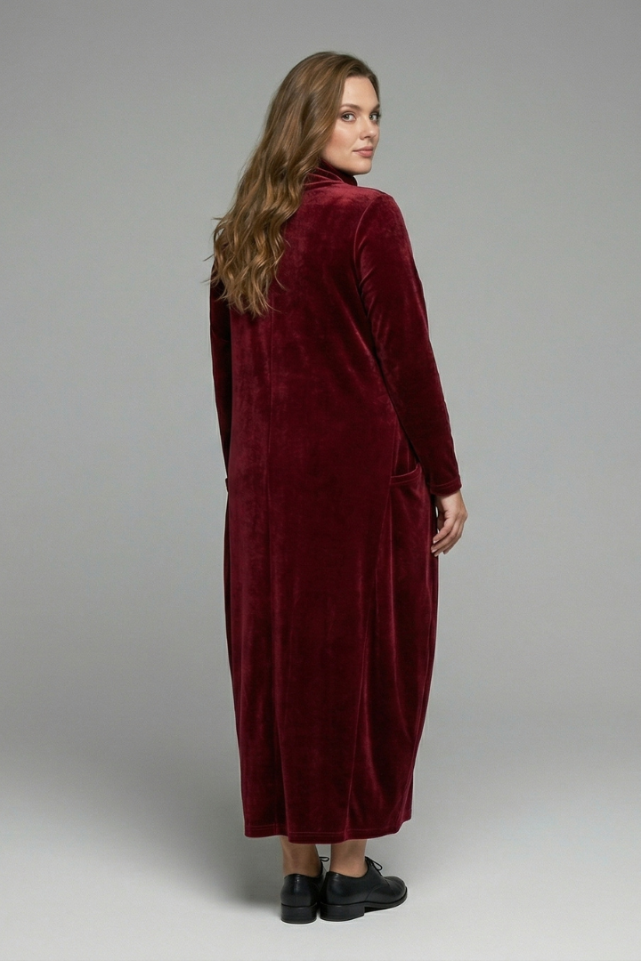 Women’s Maxi Dress with High Neck and Long Sleeves