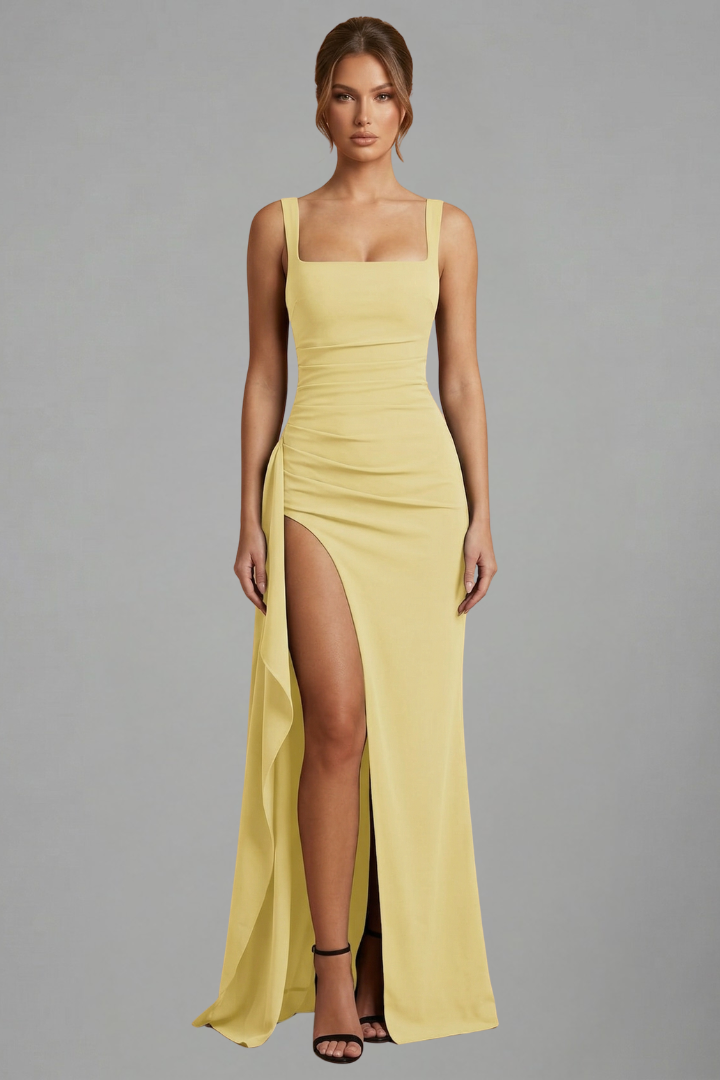 Women’s Maxi Dress with Open Back and Slip Design