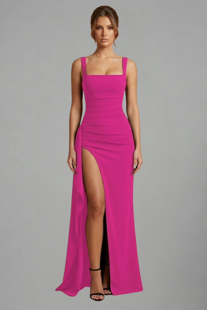 Women’s Maxi Dress with Open Back and Slip Design