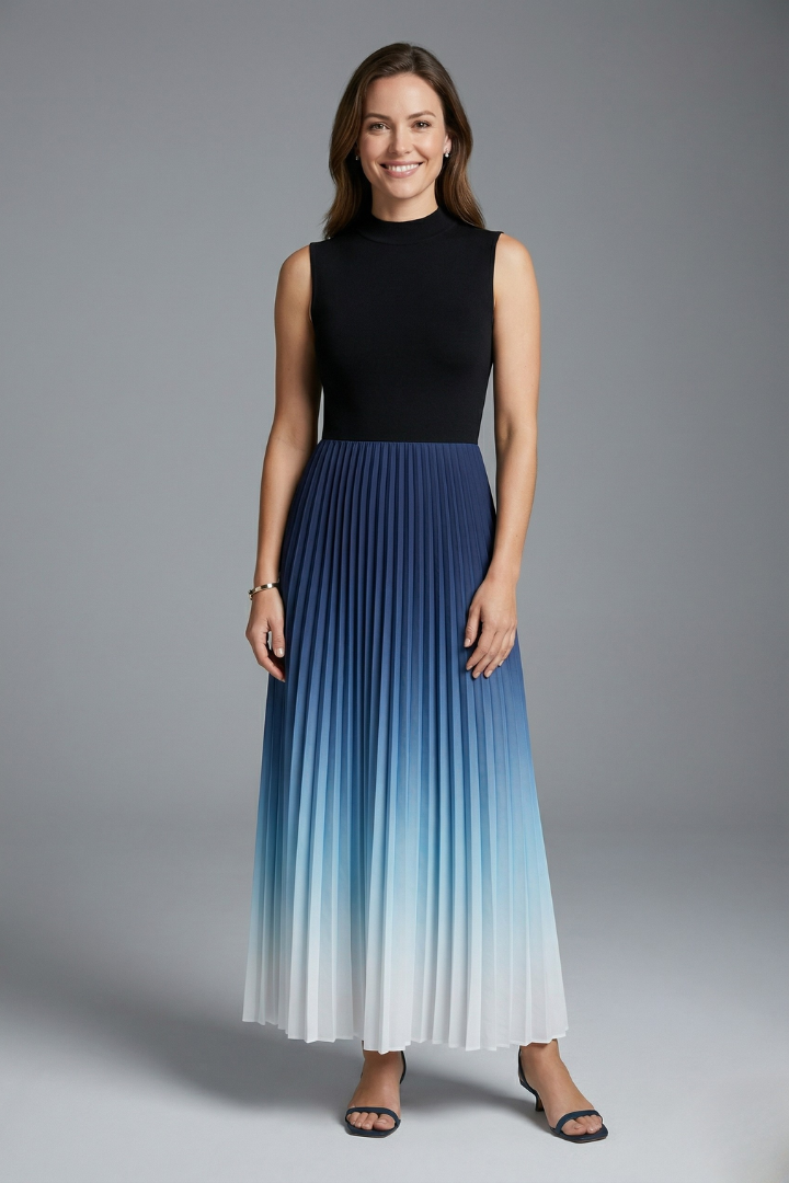 Women’s Maxi Dress with Sleeveless Design and Pleated Skirt