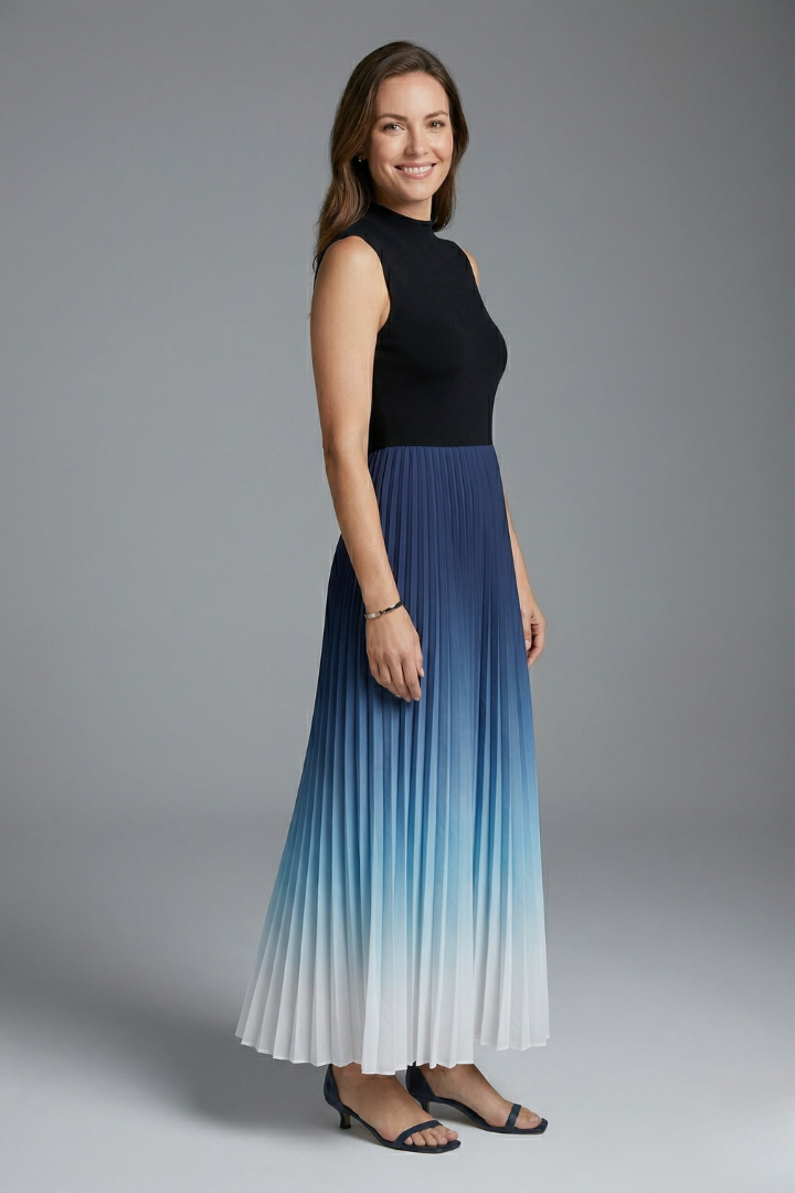 Women’s Maxi Dress with Sleeveless Design and Pleated Skirt