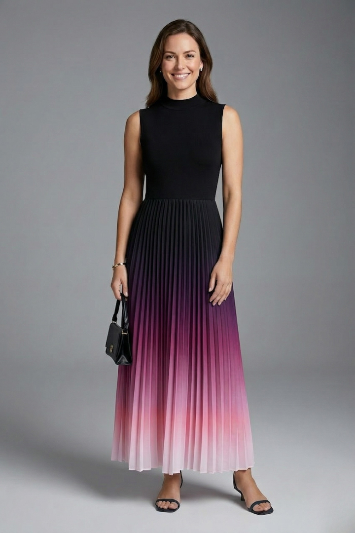 Women’s Maxi Dress with Sleeveless Design and Pleated Skirt