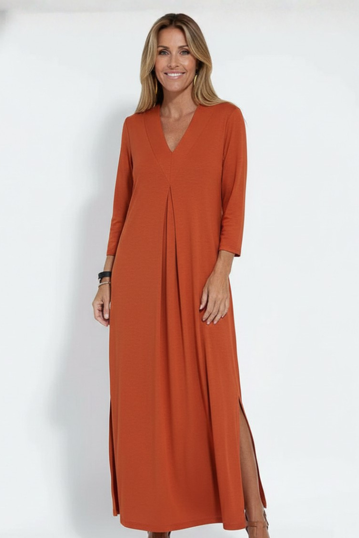 Women’s Maxi Dress with V-Neck and Side Slit