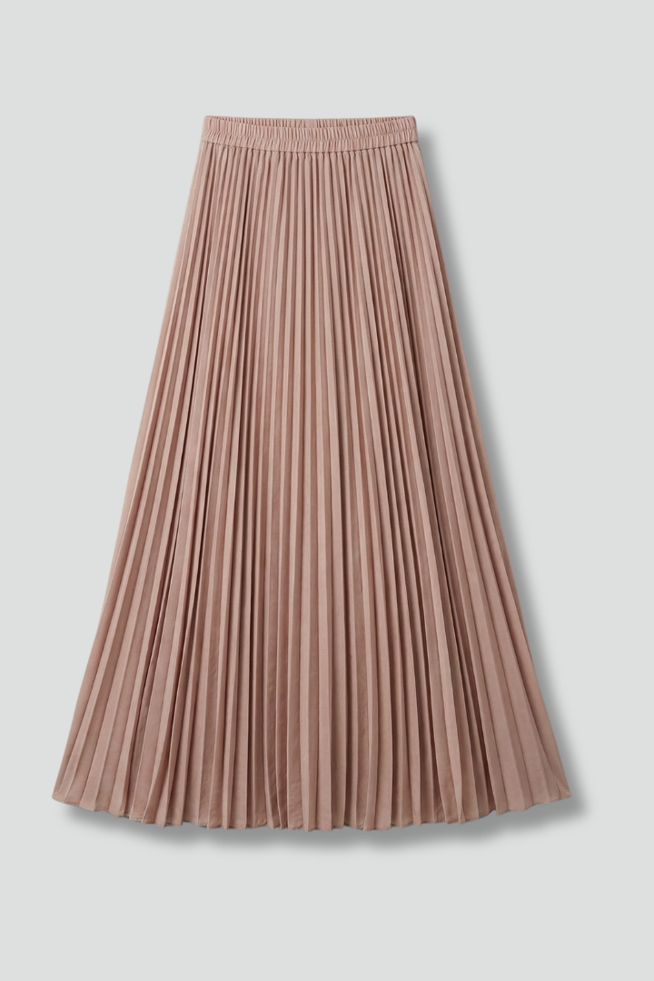 Women’s Maxi Skirt with Elastic Waist and Pleated Surface