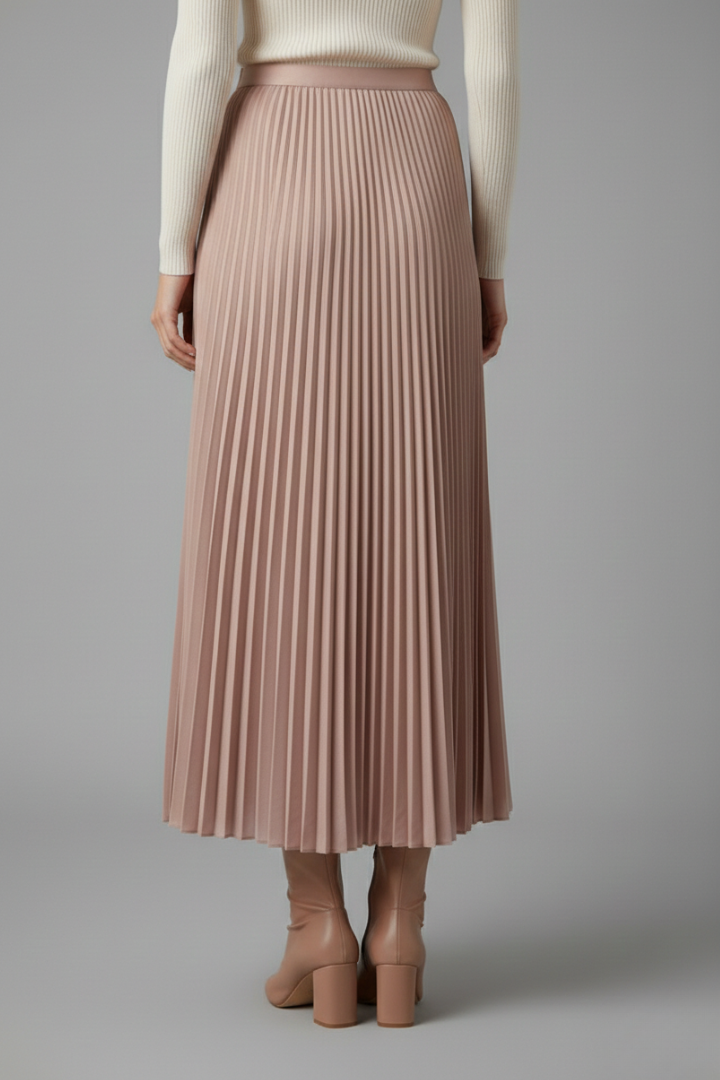 Women’s Maxi Skirt with Elastic Waist and Pleated Surface