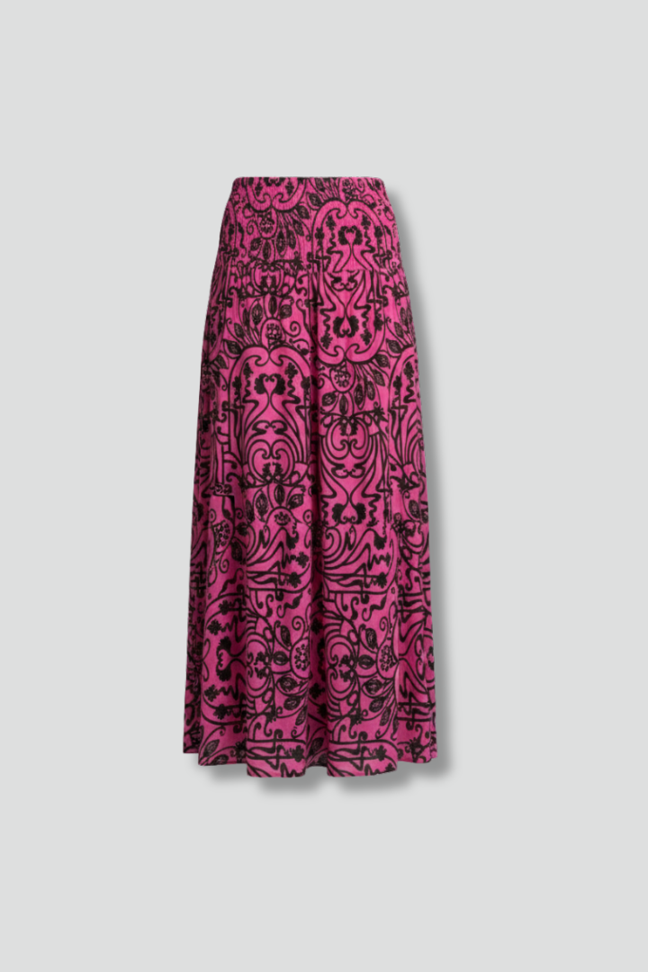 Women’s Maxi Skirt with Elastic Waist and Printed Surface