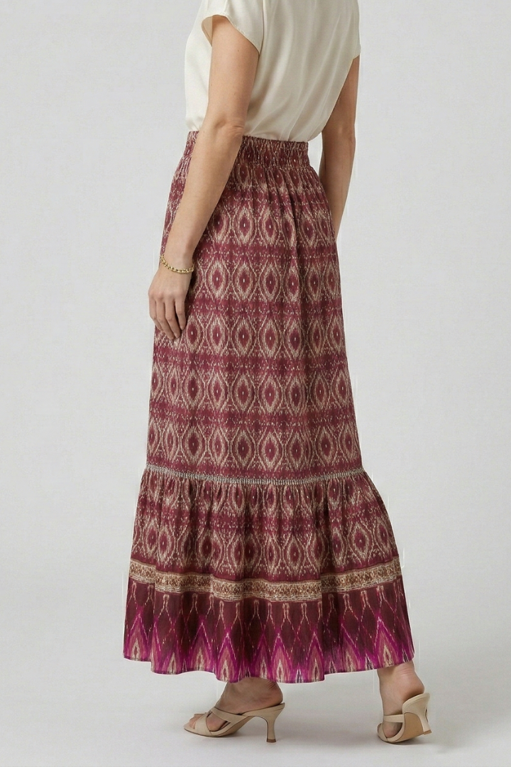 Women’s Maxi Skirt with Elastic Waist and Tiered Panels