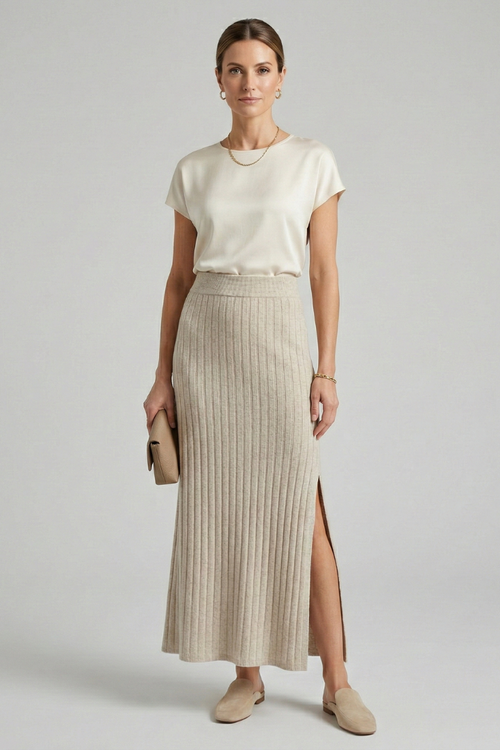 Women’s Maxi Skirt with High Waist and Side Slit