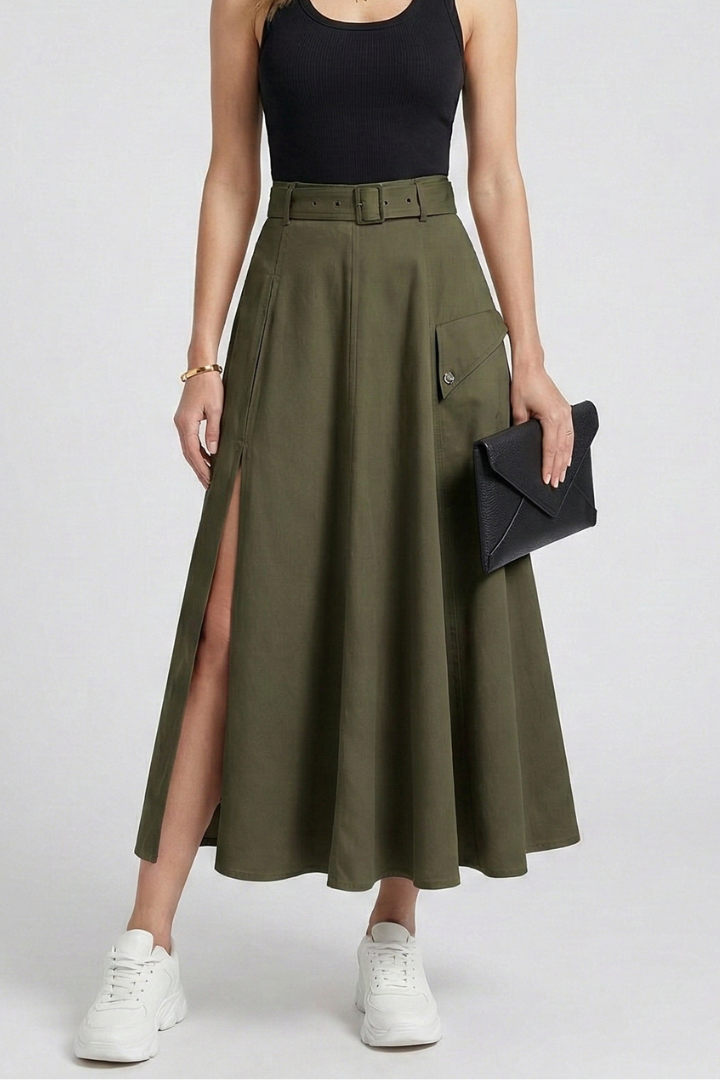 Women’s Maxi Skirt with Side Pockets and High Slit