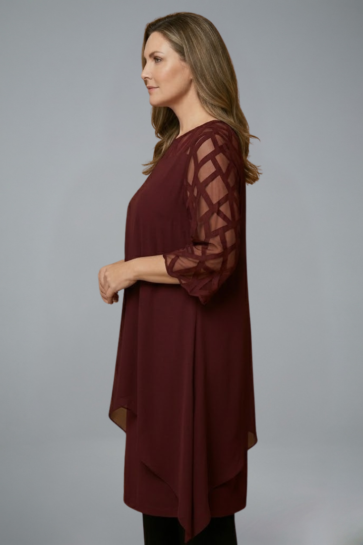 Women’s Midi Dress with Adjustable Fit and Short Sleeves