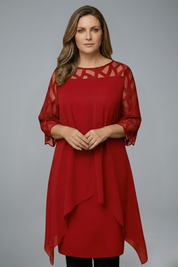 Women’s Midi Dress with Adjustable Fit and Short Sleeves