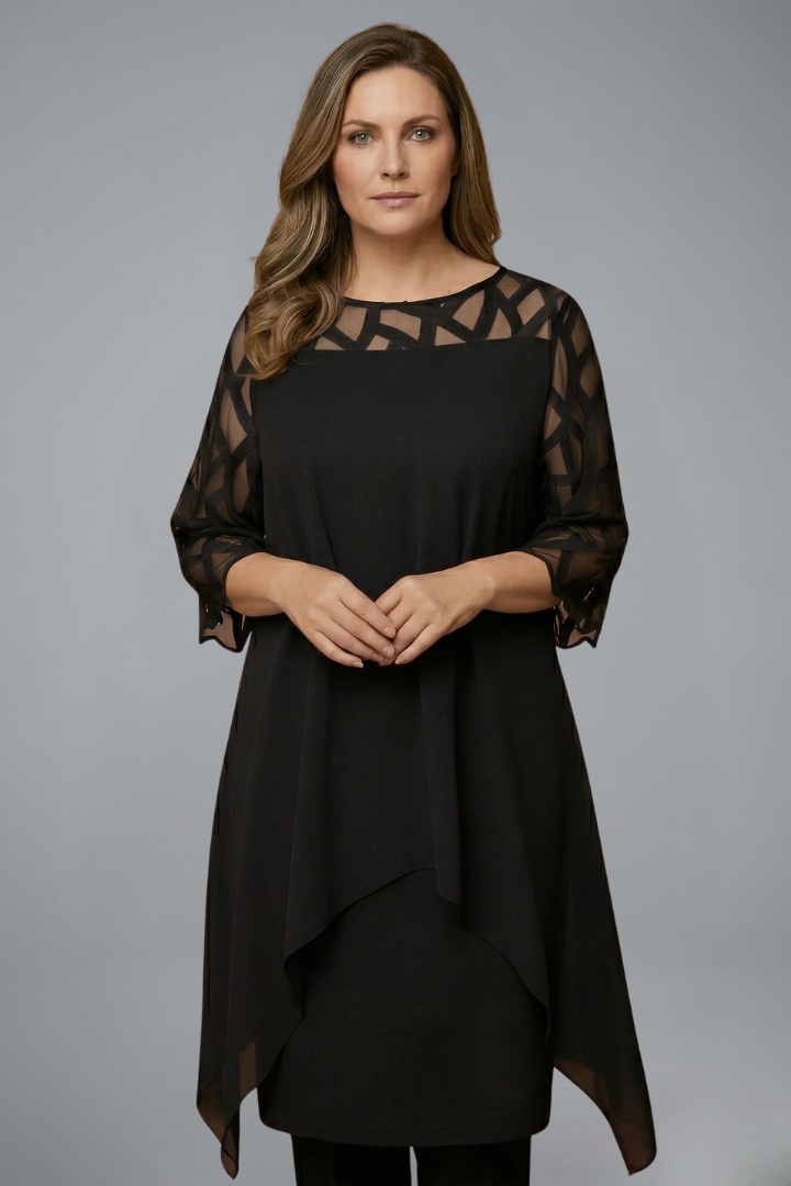 Women’s Midi Dress with Adjustable Fit and Short Sleeves