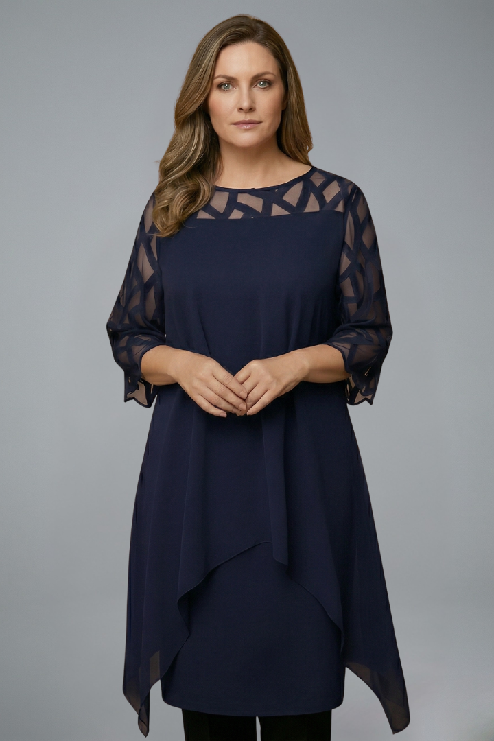 Women’s Midi Dress with Adjustable Fit and Short Sleeves