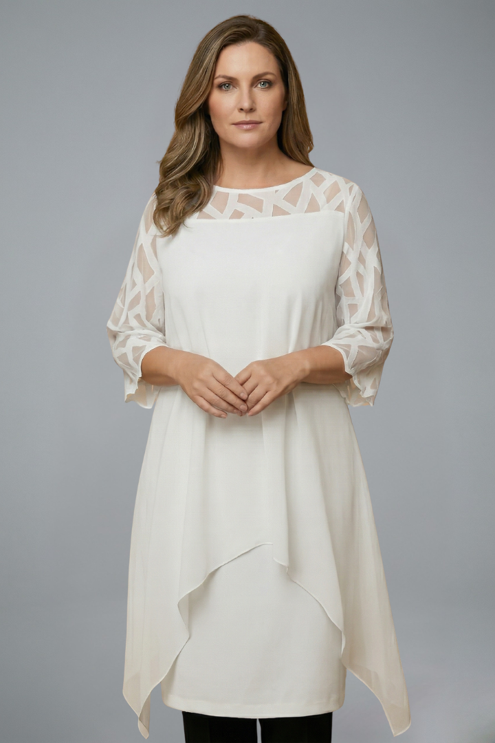 Women’s Midi Dress with Adjustable Fit and Short Sleeves