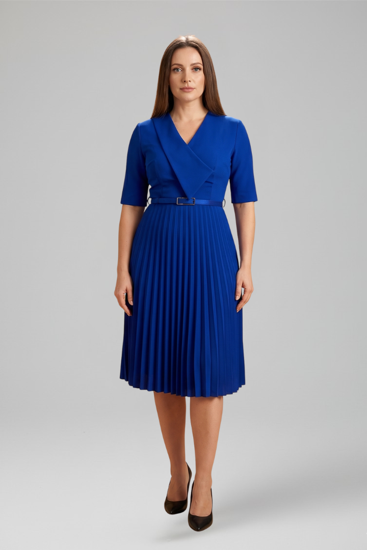 Women's Midi Dress with Asymmetrical Neckline for Cocktail Events