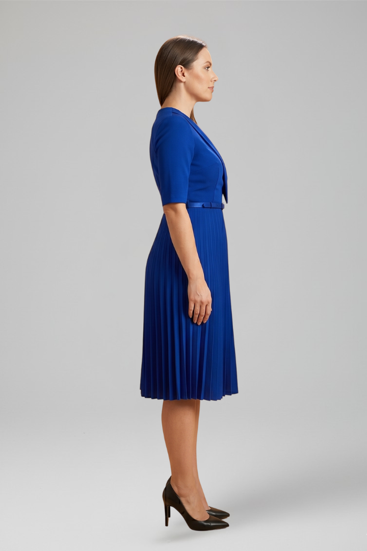 Women's Midi Dress with Asymmetrical Neckline for Cocktail Events