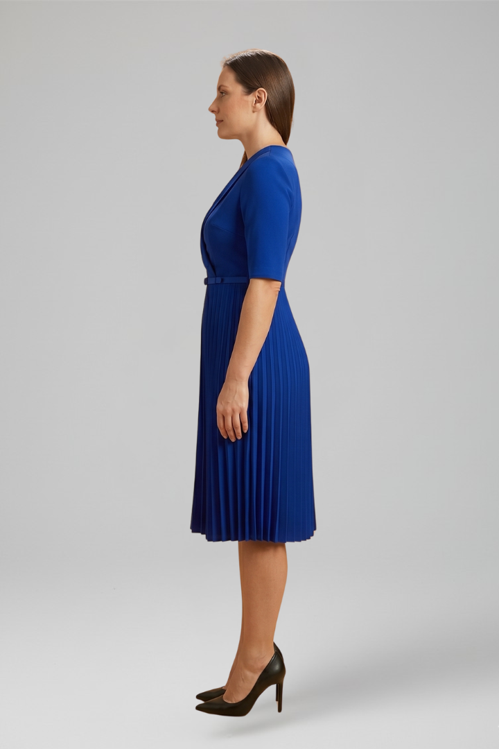 Women's Midi Dress with Asymmetrical Neckline for Cocktail Events
