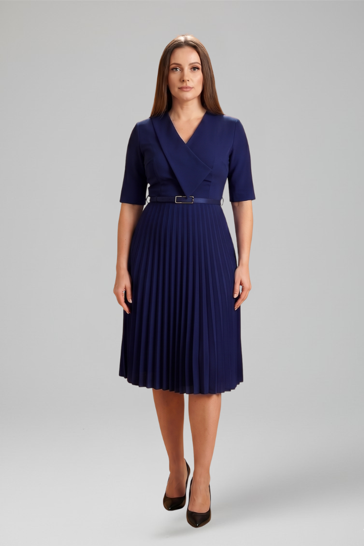 Women's Midi Dress with Asymmetrical Neckline for Cocktail Events