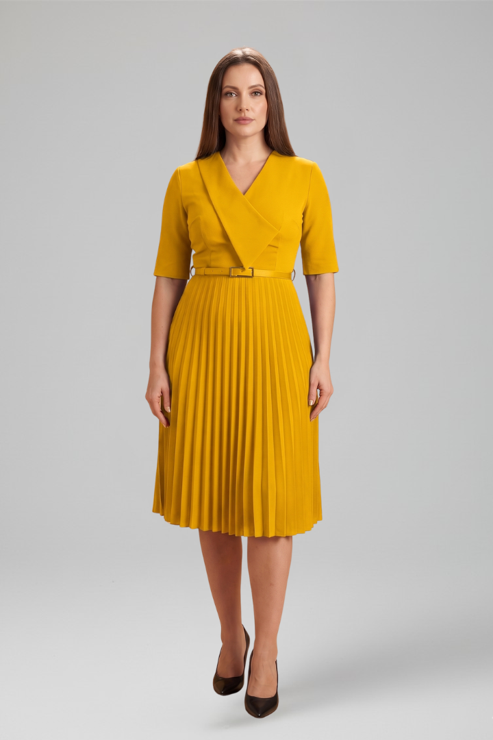 Women's Midi Dress with Asymmetrical Neckline for Cocktail Events